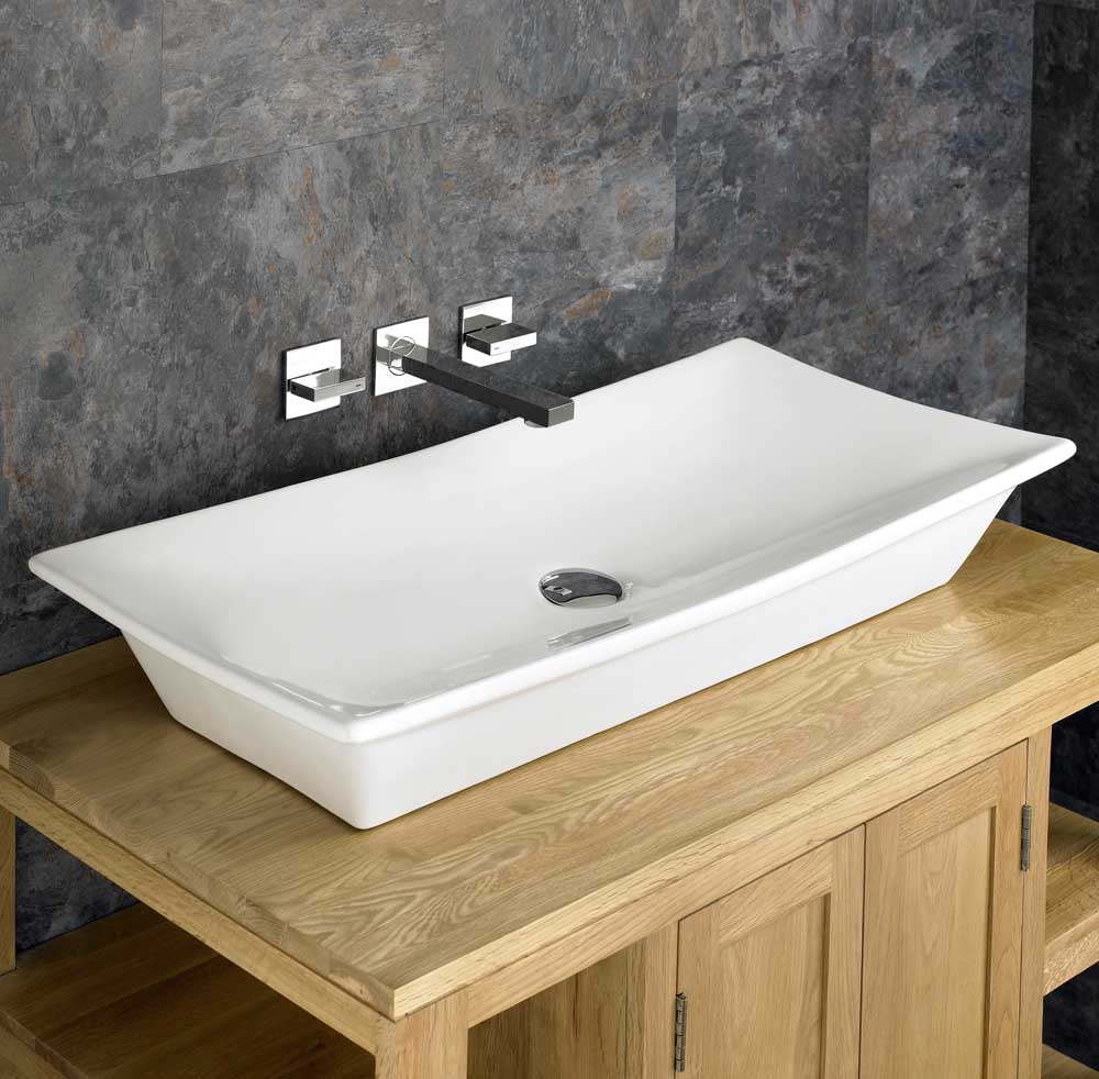 80cm X 40cm Countertop Contemporary Ceramic Rectangular Bathroom Basin