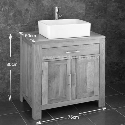 75cm Wenge 2 Door SOLID OAK Freestanding Basin Sink Alta Vanity